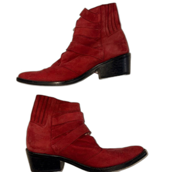 Toga Pulla red suede boots 36/6 - Picture 5 of 8